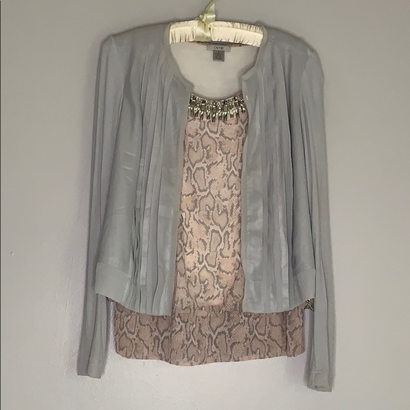 Cache Pink Beaded Snake Print Sleeveless Blouse Small - Picture 6 of 12